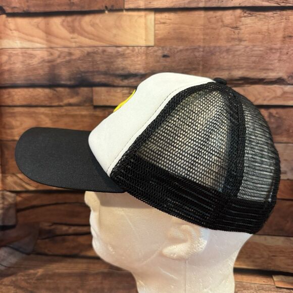 Smiley Face Trucker Hat Black White Adjustable Snapback Mesh Back Adult Unisex - Picture 4 of 6